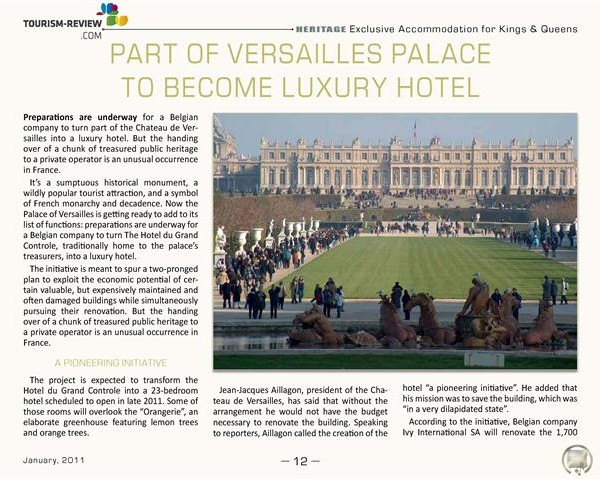Luxury Hotel To Be Opened In The Versailles Palace Tr
