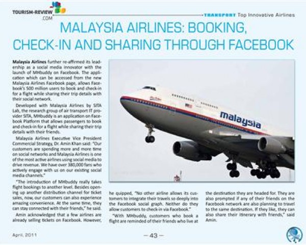 Malaysia Airlines Book Your Flight through Facebook  .TR